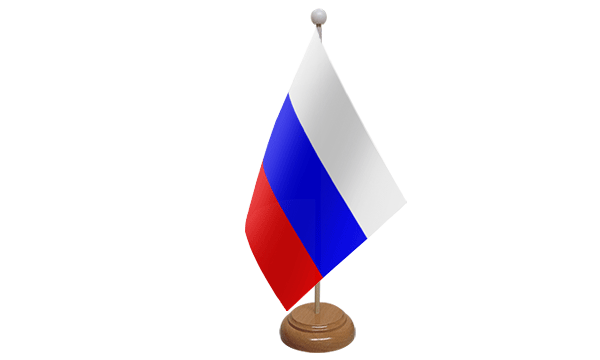 Russia Small Flag with Wooden Stand